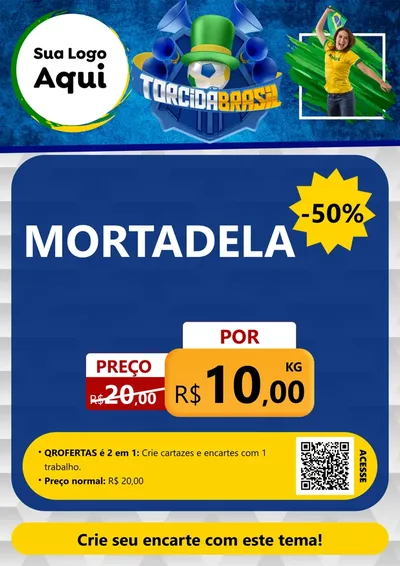 Modelo de Cartaz para Cartaz A4 Vertical com o tema Torcida Brasil - Copa para Frios e Laticínios