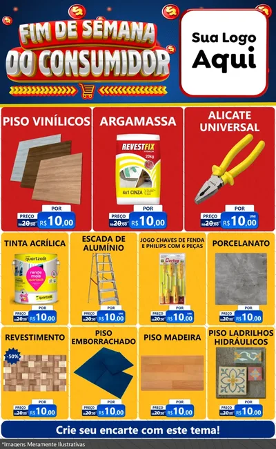 Modelo de Encarte para Encarte Grande com o tema Fim de Semana do Consumidor para Material para Construção