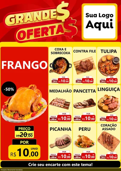 Modelo de Encarte para Encarte A4 Vertical com o tema Grandes Ofertas para Assados