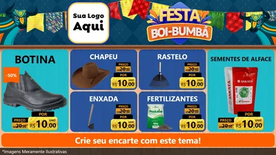 Modelo de TV para TV Horizontal com o tema Festa Boi Bumbá para Agropecuária