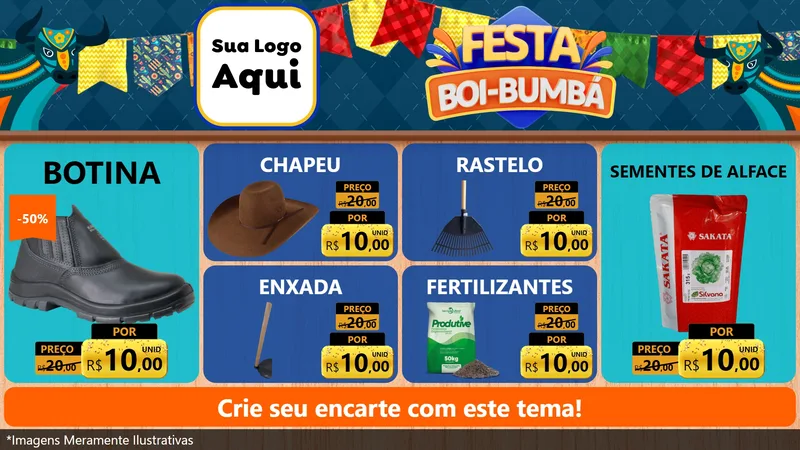 Modelo de TV para TV Horizontal com o tema Festa Boi Bumbá para Agropecuária