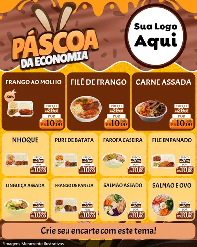 Modelo de Rede Social para Feed Instagram com o tema Páscoa da Economia para Restaurante