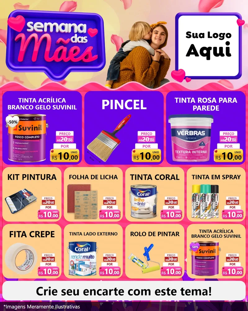 Modelo de Rede Social para Feed Instagram com o tema Semana das Mães para Tintas e Ferramentas