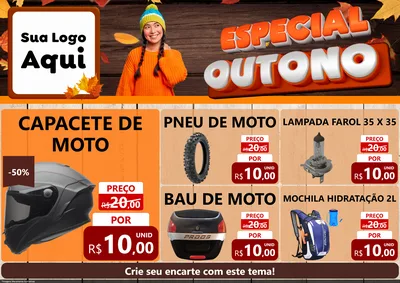 Modelo de Encarte para Encarte A4 Horizontal com o tema Especial Outono para Moto peças