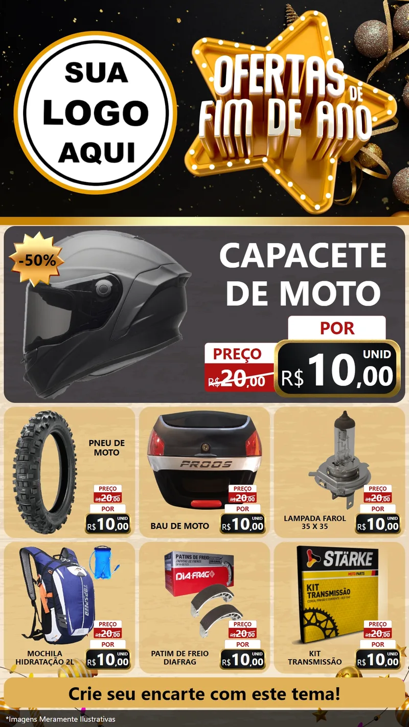 Modelo de Rede Social para Stories com o tema Ofertas de Fim de Ano para Moto peças