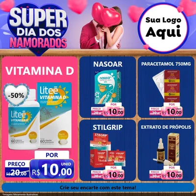 Modelo de Rede Social para Feed Facebook com o tema Super Dia dos Namorados para Farmácia