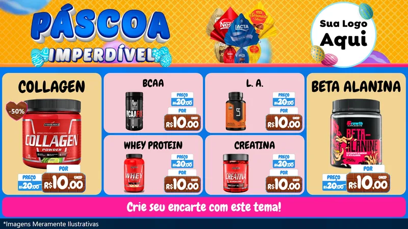 Modelo de TV para TV Horizontal com o tema Páscoa Imperdível para Suplementos alimentares