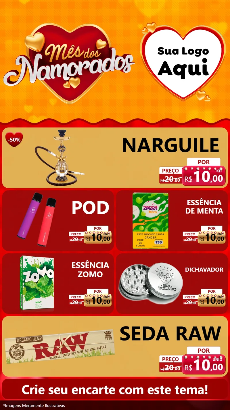 Modelo de TV para TV Vertical com o tema Mês dos Namorados para Tabacaria
