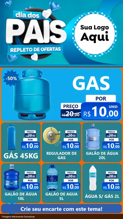 Modelo de Rede Social para Stories com o tema Dia Dos Pais Repleto de Ofertas para Água e gás