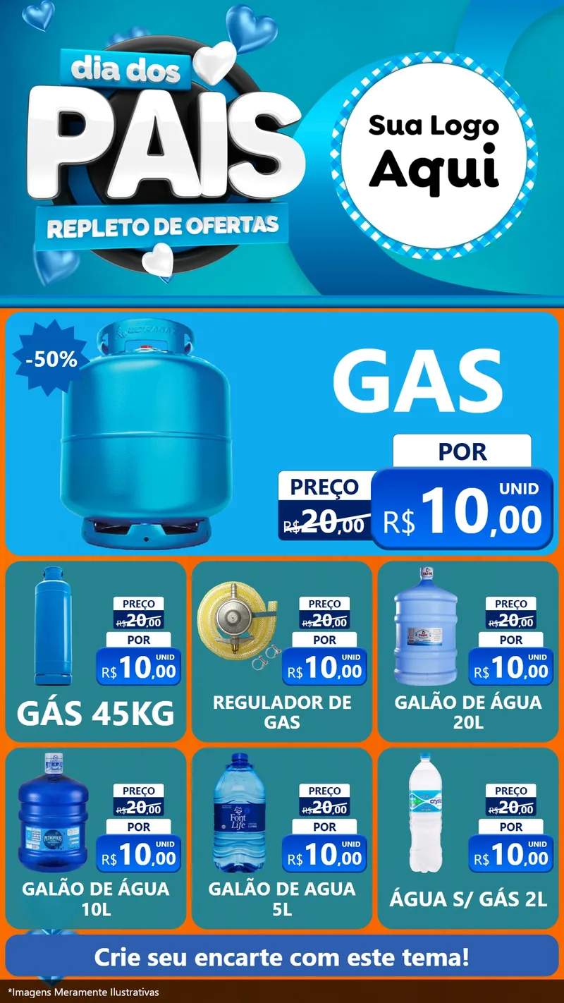 Modelo de Rede Social para Stories com o tema Dia Dos Pais Repleto de Ofertas para Água e gás