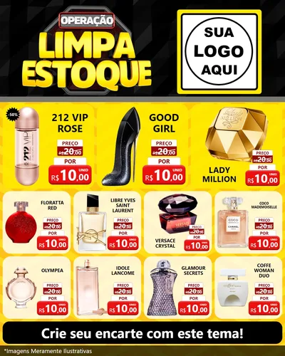 Modelo de Rede Social para Feed Instagram com o tema Operação Limpa Estoque para Perfumes