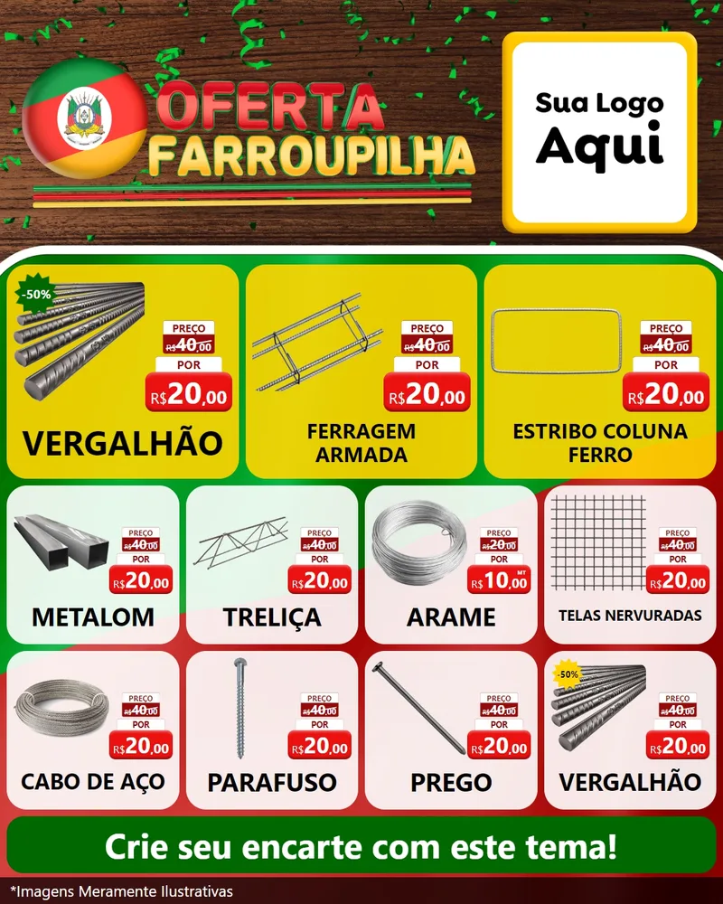 Modelo de Rede Social para Feed Instagram com o tema Oferta Farroupilha para Ferragens