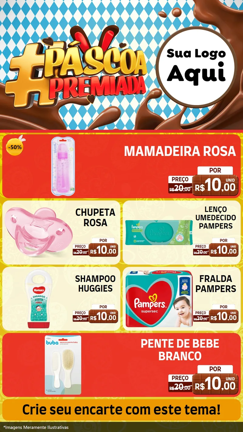 Modelo de TV para TV Vertical com o tema Páscoa Premiada para Bebês