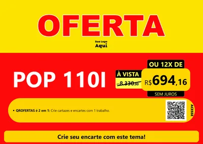 Modelo de Cartaz para Cartaz A4 Horizontal com o tema OFERTA - Vermelho Cartaz para Concessionaria de Motos