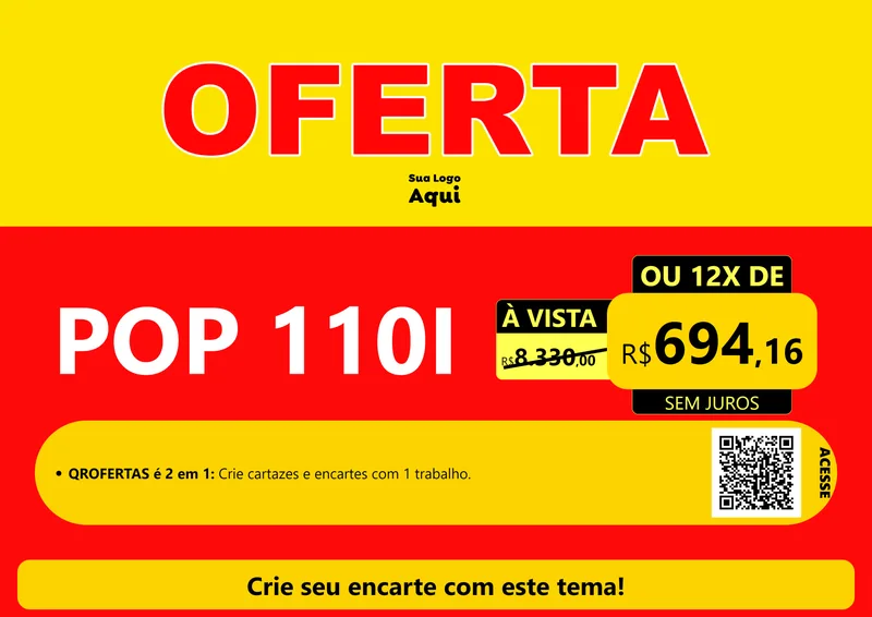 Modelo de Cartaz para Cartaz A4 Horizontal com o tema OFERTA - Vermelho Cartaz para Concessionaria de Motos