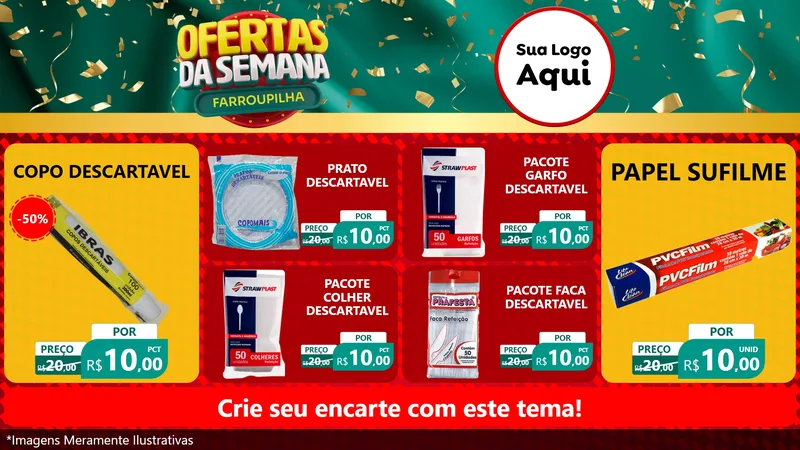 Modelo de TV para TV Horizontal com o tema Ofertas da Semana Farroupilha para Embalagens