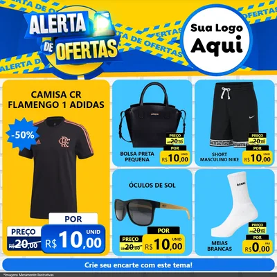 Modelo de Rede Social para Feed Facebook com o tema Alerta de Ofertas para Roupas e acessórios