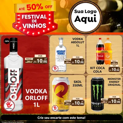Modelo de Rede Social para Feed Facebook com o tema Festival de Vinhos para Distribuidora de bebidas