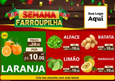 Modelo de Encarte para Encarte A4 Horizontal com o tema Semana Farroupilha para Hortifrúti