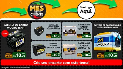 Modelo de TV para TV Horizontal com o tema Mês do Cliente para Baterias Elétricas