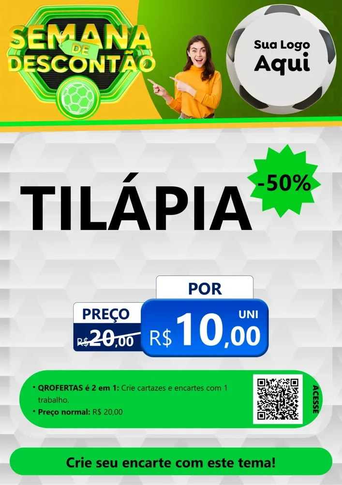 Modelo de Cartaz para Cartaz A4 Vertical com o tema Semana de Descontão - Copa para Peixaria