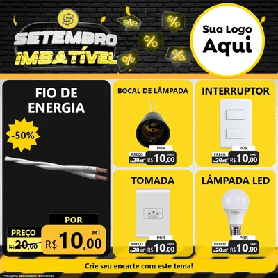 Modelo de Rede Social para Feed Facebook com o tema Setembro Imbatível para Materiais Elétricos