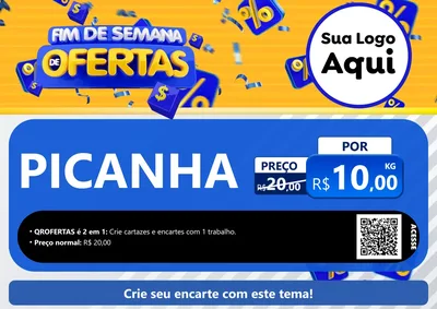 Modelo de Cartaz para Cartaz A4 Horizontal com o tema Fim de Semana de Ofertas para Açougue
