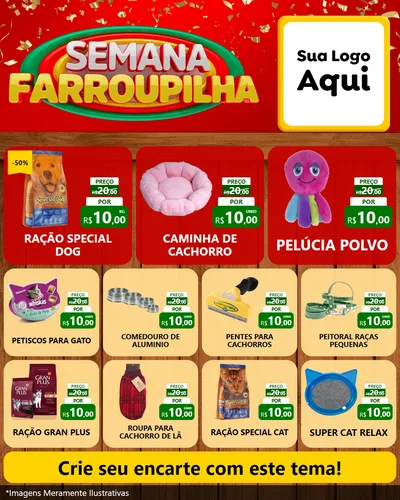 Modelo de Rede Social para Feed Instagram com o tema Semana Farroupilha para Pet Shop
