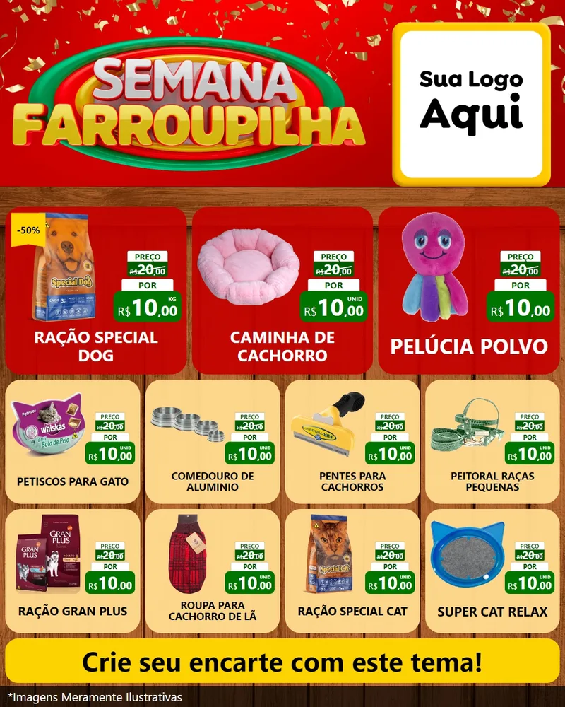 Modelo de Rede Social para Feed Instagram com o tema Semana Farroupilha para Pet Shop