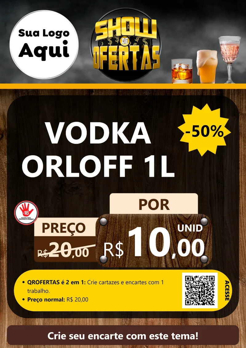 Modelo de Cartaz para Cartaz A4 Vertical com o tema Show de Ofertas - Bebidas para Distribuidora de bebidas