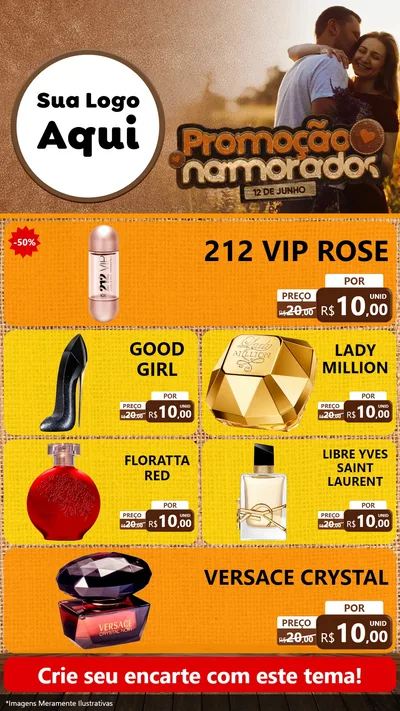 Modelo de TV para TV Vertical com o tema Promoção Namorados para Perfumes