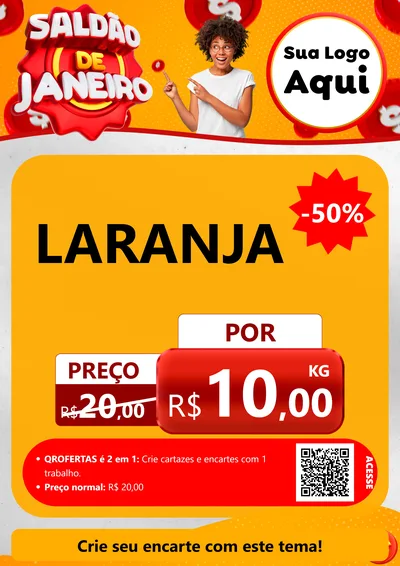 Modelo de Cartaz para Cartaz A4 Vertical com o tema Saldão de Janeiro para Hortifrúti
