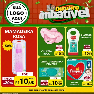 Modelo de Rede Social para Feed Facebook com o tema Outubro Imbatível para Bebês