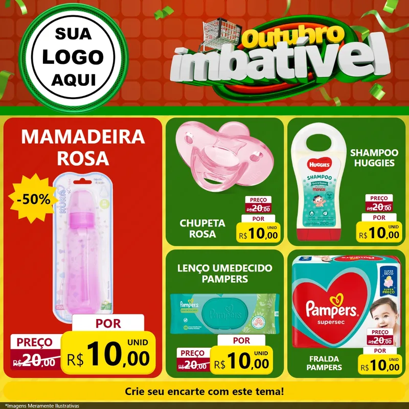 Modelo de Rede Social para Feed Facebook com o tema Outubro Imbatível para Bebês
