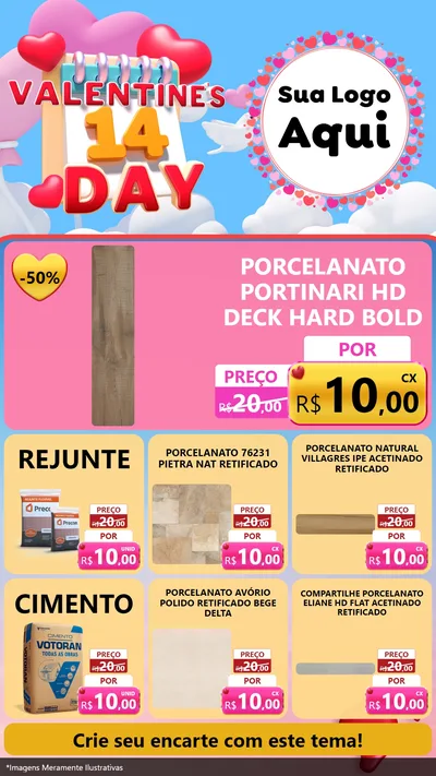 Modelo de Rede Social para Stories com o tema Valentine's Day para Pisos e revestimentos
