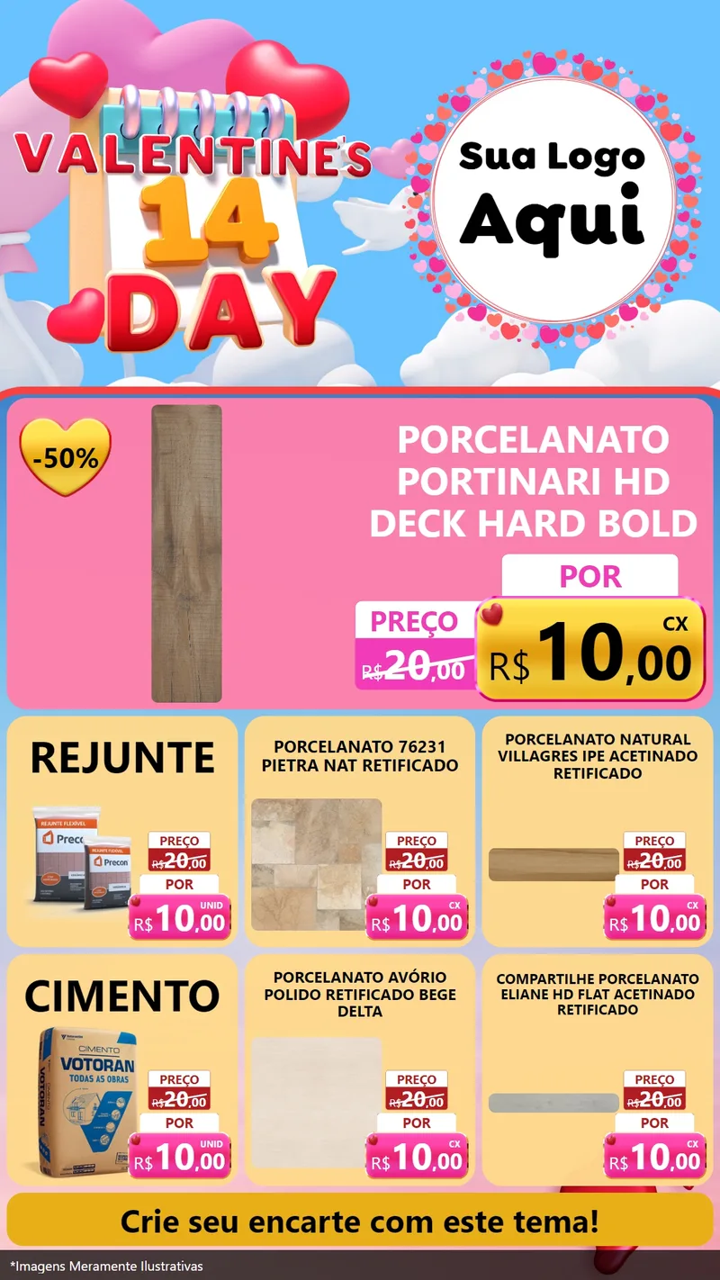 Modelo de Rede Social para Stories com o tema Valentine's Day para Pisos e revestimentos
