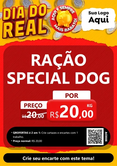 Modelo de Cartaz para Cartaz A4 Vertical com o tema Dia Do Real para Pet Shop