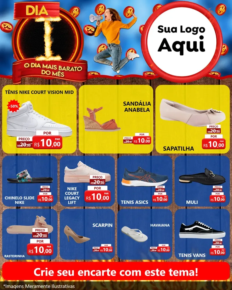 Modelo de Rede Social para Feed Instagram com o tema Dia I - O Dia Mais Barato Do Mês para Calçados