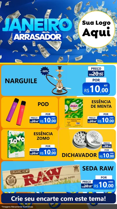 Modelo de TV para TV Vertical com o tema Janeiro Arrasador para Tabacaria