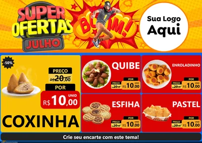 Modelo de Encarte para Encarte A4 Horizontal com o tema Super Ofertas Julho para Salgadaria