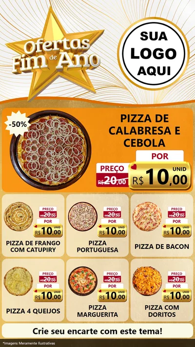 Modelo de Rede Social para Stories com o tema Ofertas Fim de Ano para Pizzaria