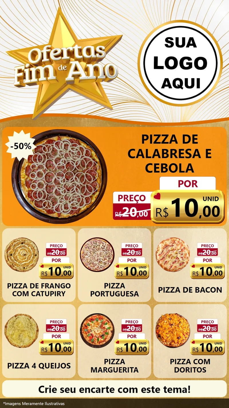 Modelo de Rede Social para Stories com o tema Ofertas Fim de Ano para Pizzaria
