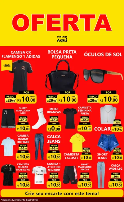Modelo de Encarte para Encarte Grande com o tema OFERTA - Vermelho Cartaz para Roupas e acessórios