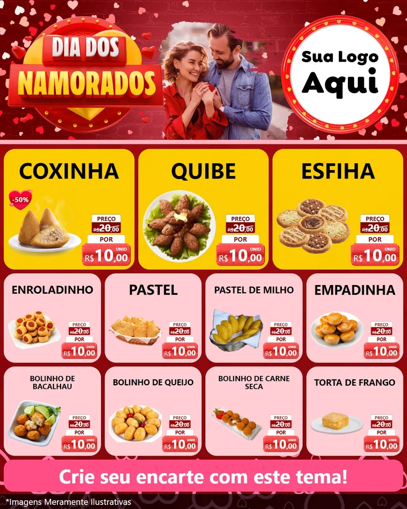 Modelo de Rede Social para Feed Instagram com o tema Dia Dos Namorados para Salgadaria