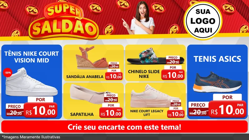 Modelo de TV para TV Horizontal com o tema Super Saldão para Calçados