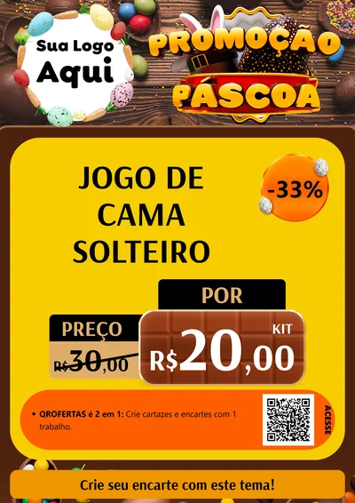 Modelo de Cartaz para Cartaz A4 Vertical com o tema Promoção Páscoa para Cama, Mesa e Banho