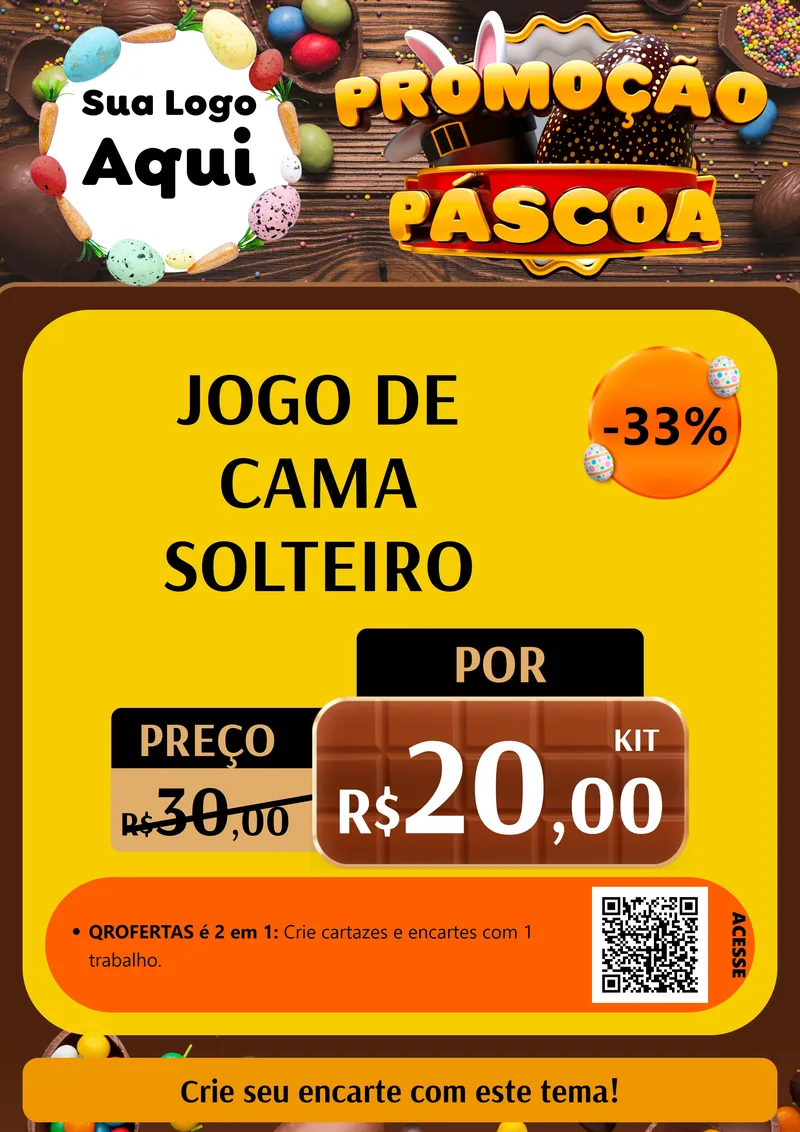 Modelo de Cartaz para Cartaz A4 Vertical com o tema Promoção Páscoa para Cama, Mesa e Banho