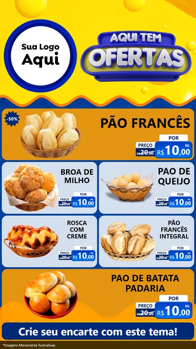 Modelo de TV para TV Vertical com o tema Aqui Tem Ofertas para Padaria