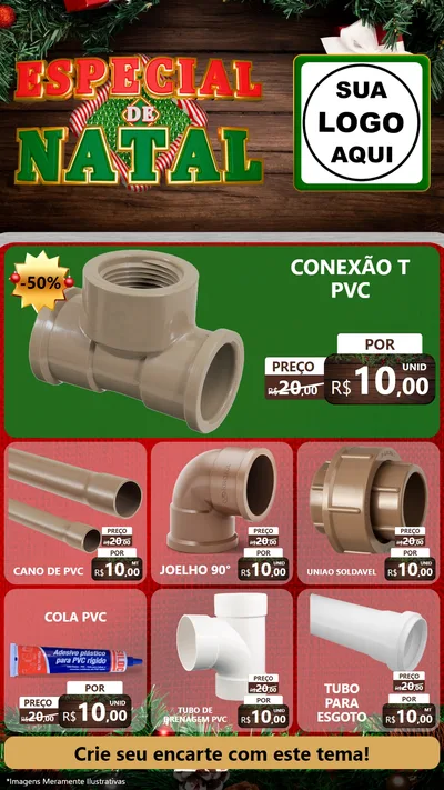 Modelo de Rede Social para Stories com o tema Especial de Natal para Tubos e conexões