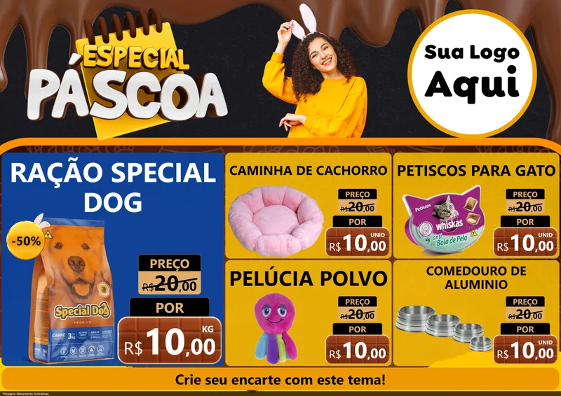 Modelo de Encarte para Encarte A4 Horizontal com o tema Especial Páscoa para Pet Shop